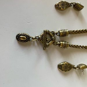 Brighton Necklace and Earrings, 1995, antiqued gold plated, toggle